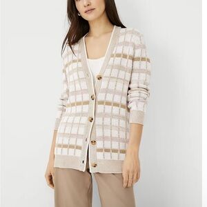 Ann Taylor Plaid Boyfriend Cardigan